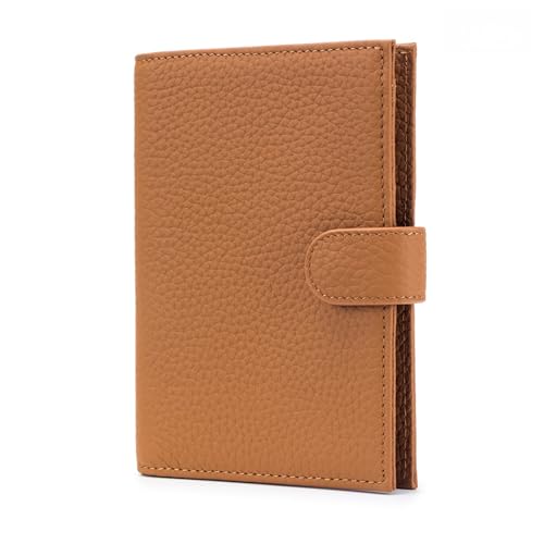 RFID Passport Holder, Leather, RFID Blocking, Brown - color: brown