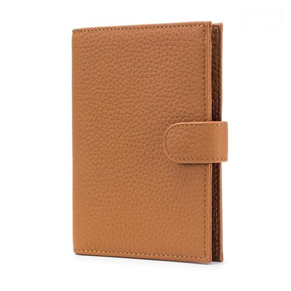 RFID Passport Holder, Leather, RFID Blocking, Brown - color: brown