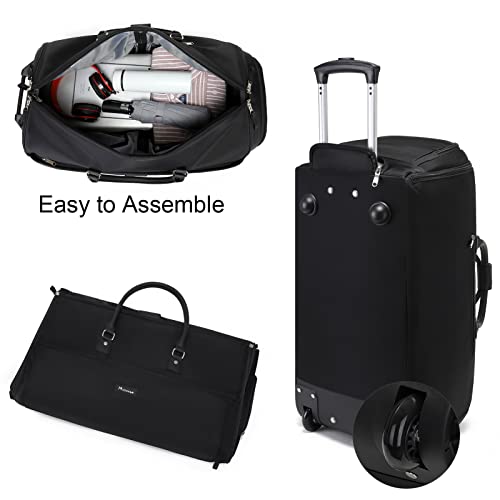 Modoker 3-in-1 Rolling Garment Duffle Bag with Wheels, 22in Black - color: 22in-Black