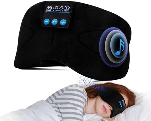LOVE EYE Sleeping Eye Mask with Bluetooth 5.4 Headphones for Side Sleepers - color: Black