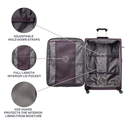 Travelpro Tourlite Softside 29" Expandable Luggage with 4 Spinner Wheels, Lightweight Suitcase, Checked Large, Deep Purple - color: Deep Purple, size: Checked-Large 29-Inch
