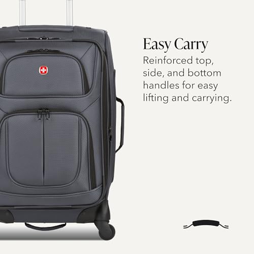 SwissGear Sion Softside Expandable Spinner Luggage Durable Lightweight Travel Suitcase, Dark Grey, 2-Piece Set (Carry-On/Medium) - color: Dark Grey, size: 2-Piece Set (Carry-On/Medium)