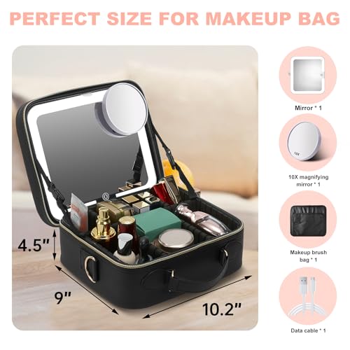 Mocado Travel Makeup Bag with Mirror Travel Makeup Organizer Makeup Case - color: BLACK