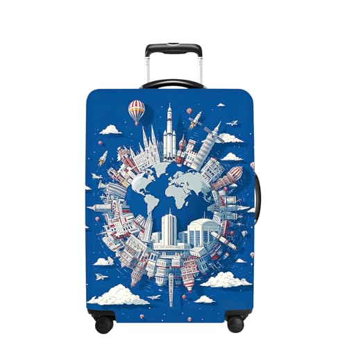 Earth Luggage Cover Washable Suitcase Protector Anti-scratch Suitcase cover Fits 24-26 Inch Luggage M - color: Earth, size: M(24-26inch suitcase)