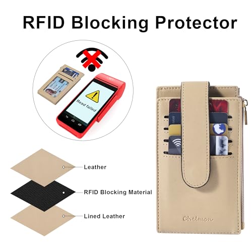 Chelmon Women's RFID Slim Card Holder Wallet - color: Khaki