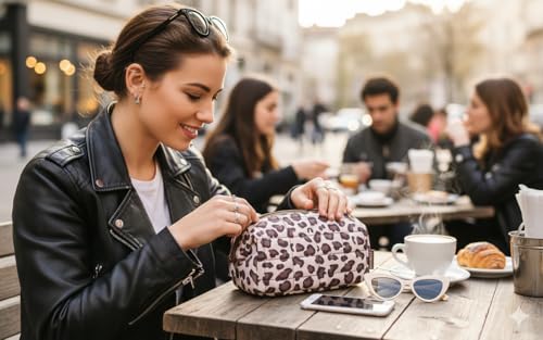 BAGSMART Makeup Bag Travel Toiletry Bag, Wide-open Zipper Pouch, Leopard - color: 26-Leopard Print