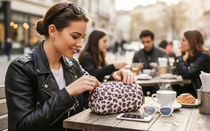BAGSMART Makeup Bag Travel Toiletry Bag, Wide-open Zipper Pouch, Leopard - color: 26-Leopard Print