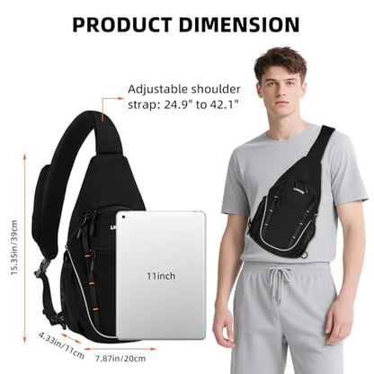 Crossbody Sling Bag, Lightweight Travel Sling Backpack with RFID Blocking - color: Black