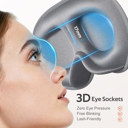 Sleep Mask for Men Women - 100% Blackout Eye Masks for Sleep - color: Grey