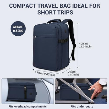 Kono 20L Airline Approved Daypack, 15.6" Laptop Backpack Polyester, Navy - color: Navy