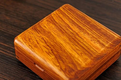 Solid Teak Wood Ring Box, Earring Holder Organizer - color: Brown Velvet, size: Small (5"L*5"W*2"H)