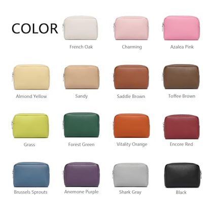 Makeup Bag for Purse Travel Cosmetic Bag (PU French Oak) - color: French Oak