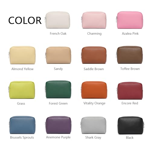 Makeup Bag for Purse Travel Cosmetic Bag (PU Sandy) - color: Sandy