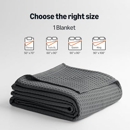 Amazon Basics Waffle 100% Viscose from Bamboo Blanket, Queen, Dark Gray - color: Dark Gray, size: Queen