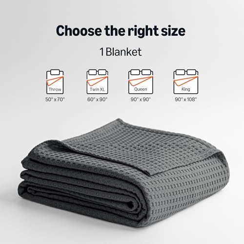 Amazon Basics Waffle 100% Viscose from Bamboo Blanket, King, Dark Gray - color: Dark Gray, size: King