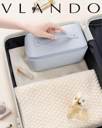 VLANDO Makeup Travel Bag,Women Travel Toiletry Case,Carry Handle,Baby Blue - color: 06-Baby Blue