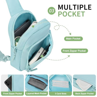 Mini Sling Bag for Men Women Fits for 6.3" Phone, Blue - color: 2 Pocket-blue