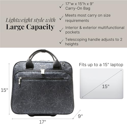 Baggallini Women's 2 Wheel Tote - color: Midnight Blossom Print