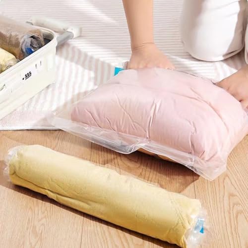 4PCS Travel Compression Bags, Roll-Up Space Saver Vacuum Storage Bags, 50x35cm/19.6x13.7 Vacuum Bags for Luggage Backpack Suitcase Packing Organizers
