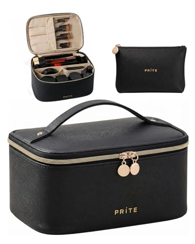 Prite Makeup Bag Travel Cosmetic Case, Toiletry Bag Organizer, Black Set - color: Black Set