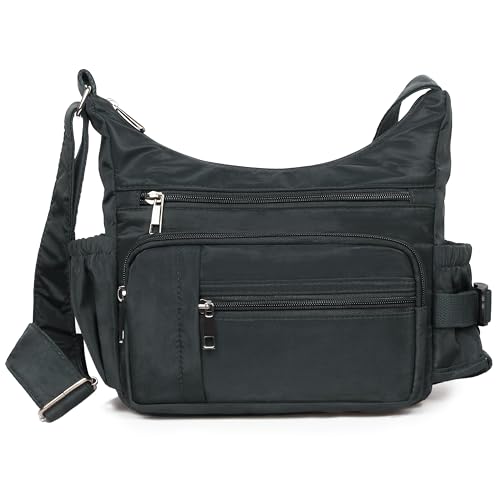 VOLGANIK ROCK RFID Anti Thief Crossbody Bag for Women Waterproof Shoulder Bag Messenger Bag Casual Nylon Purse Handbag - color: Black