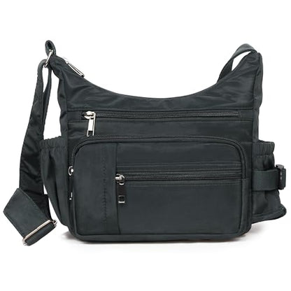 VOLGANIK ROCK RFID Anti Thief Crossbody Bag for Women Waterproof Shoulder Bag Messenger Bag Casual Nylon Purse Handbag - color: Black
