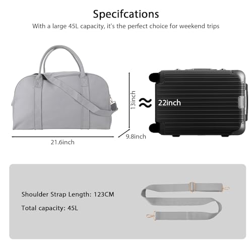 Travel Bag 45L Grey for Airplane Carry On - color: grey