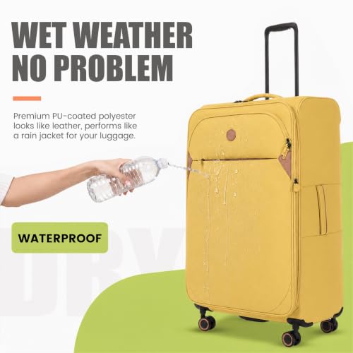 Verage Cambridge Lightweight Luggage Softside Expandable Spinner Wheel Suitcase (Misted Yellow, 29-Inch) - color: Misted Yellow, size: 29-Inch