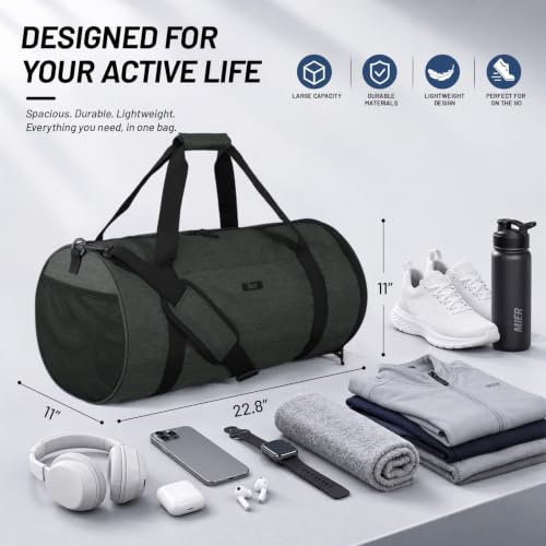 MIER Medium Gym Duffle Bag with Shoe Compartment & Wet Pocket, 35L, Gray - color: dark grey, size: 35L