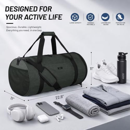 MIER Medium Gym Duffle Bag with Shoe Compartment & Wet Pocket, 35L, Gray - color: dark grey, size: 35L
