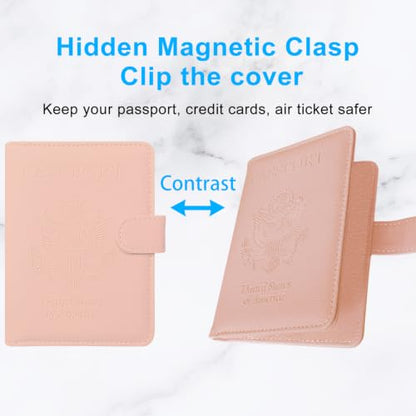 Passport Holder Cover, ACdream Protective Premium Leather RFID Blocking Wallet Travel Case for Passport/Credit Card/Air Ticket, - color: Pink*