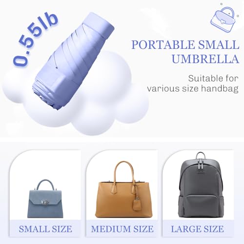 TOPSAIL Mini Umbrella for Travel, UPF 50+ UV Sun & Rain Protection, Compact 6k Folding Pocket Umbrella with Case for Purse, Backpack - color: Purple