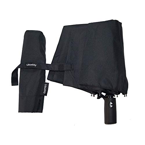 2 PACK Automatic Auto Open Close Large Canopy Umbrella - 10 Rib STRONG Reinforced Windgard WINDPROOF Frame With Fiberglass - Compact Portable Lightweight Travel Umbrella (2 PACK Black)