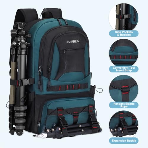 Hiking Daypack Camping Expandable Travel Backpack Men Women 40L - color: Turquoise&black, size: Medium