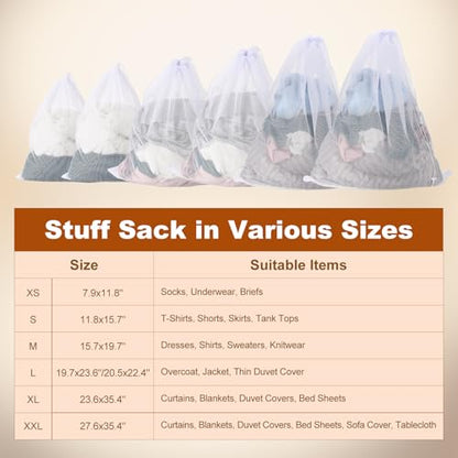 uxcell Mesh Laundry Bag 7.9x11.8" Large Drawstring Net Coarse Mesh, White - color: White, size: 7.9x11.8"