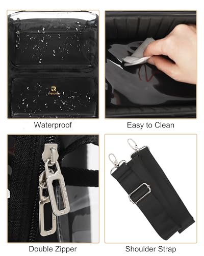 TANTO Makeup Brush Bag, Clear Makeup Brush Holder with Adjustable Dividers