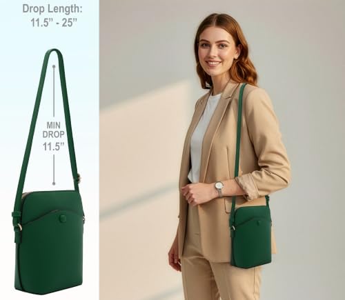 Solene Small Crossbody Bag with Gold Hardware, Mini Shoulder Purse with Adjustable Strap - color: Kelly Green