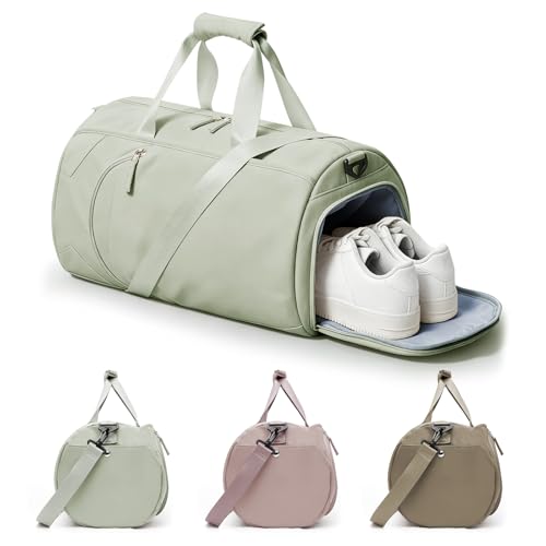 WISEPACK Gym Bag for Women with Shoe Compartment Travel Duffel Bag Green - color: I3-Grass Green