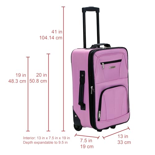 Rockland Fashion Softside 2 Piece Luggage Set, Expandable, (14" Tote/19" Upright), Pink - color: Pink, size: 2 Piece (19"/14" Tote)