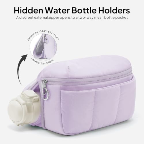 TOPEAST Waist Pack 3.5L Fanny Packs with Water Bottle Holder - color: Lavender