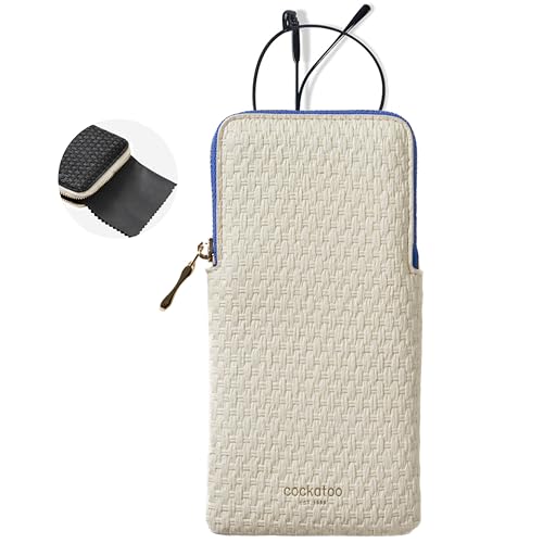Cockatoo Portable Glasses Case, Drop-Resistant Eyewear Storage Pouch, Slim Soft Case for Sunglasses, with Cleaning Cloth - color: Tofu