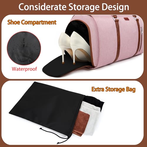 Convertible 2-in-1 Garment Bags for Travel with Waterproof Shoe Compartment - color: 5-Pink