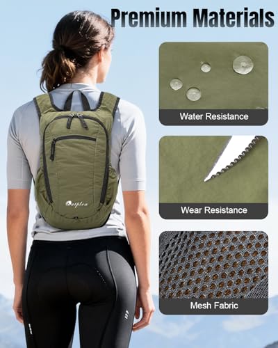 Small Foldable Hiking Backpack for Women Men, 15L Ultralight Collapsible Daypack for Traveling Outdoor Daily, Green - color: Green