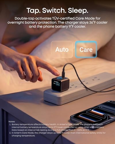 Anker Nano Smart Display Charger, 45W Max Fast Charger USB C for iPhone 17 - color: Black