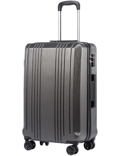 Coolife PC+ABS Hardshell Luggage, TSA Lock, Spinner Wheels, 20in Carry-On - color: grey, size: 20 inch
