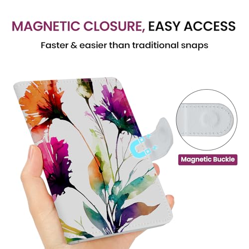 Passport Holder for Travel, RFID Blocking Wallet with Magnetic Closure - color: Z.B-Floral