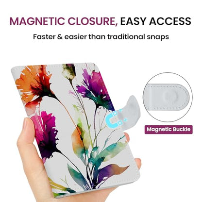 Passport Holder for Travel, RFID Blocking Wallet with Magnetic Closure - color: Z.B-Floral