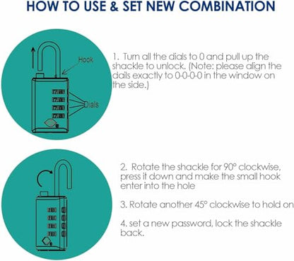 4 Pack TSA Approved Travel Luggage Locks 4-Digit, Open Alert Suitcase Combination Lock, Keyless Zipper Padlocks, TSA Accepted Compatible Padlock for Gym Locker, Golf Bag Case, Anti Theft-Black