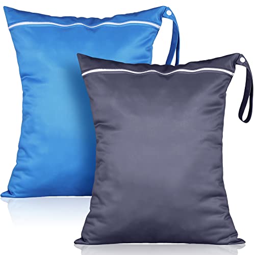 Shappy 2 Pack Wet Dry Bag Travel Laundry Waterproof,Dinosaur Style - style: Solid Gray Blue