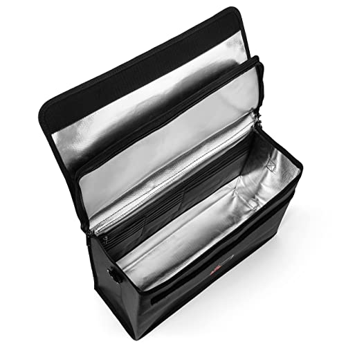 Fireproof Document Bag - Large (17" x 12" x 6") Fireproof Waterproof Storage for Binders, Legal Size Documents and Valuables, Heavy Duty Lightweight Briefcase for Home or Office